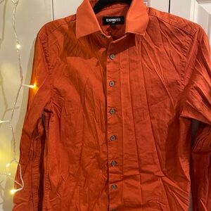 Express Men's Casual Orange Button-Down Shirt